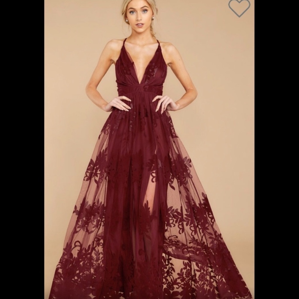 Burgundy Maxi Dress Size S - Red Dress Boutique